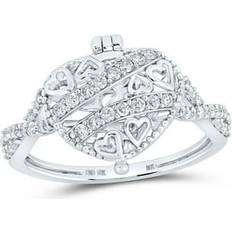 Rings Jewelry Outlet 10kt White Gold Womens Round Diamond Locket Heart Ring 1/3 Cttw