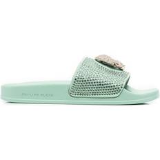 Slides Philipp Plein Skull strass pool slides women Rubber/Acrylic/Rubber Green