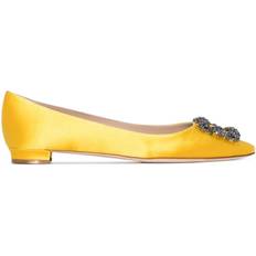 Men Ballerinas Manolo Blahnik Hangisi buckle-detail ballerina shoes women Leather/Leather/Fabric Yellow