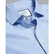 Charles Tyrwhitt Men's Cutaway Collar Non-Iron Herringbone Cotton Formal Shirt - Sky Blue