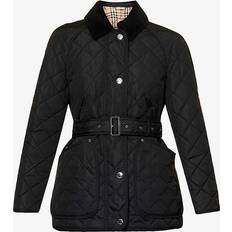 Burberry Women Jackets Burberry Womens Black Penston Collared Quilted Regular-fit Woven Coat