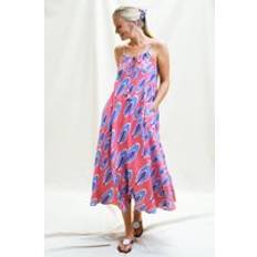 Bellflower Embroidered Linen Dress Pink/Lilac Blue