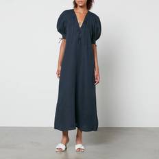 Sleeper Sleeper Garden Linen Midi Dress Blue