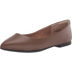 Brown Ballerinas Amazon Essentials Amazon Essentials Women's Pointed-Toe Ballet Flat, Chocolate