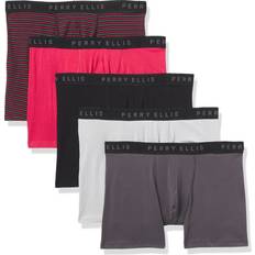 Perry Ellis Men's Cotton Stretch Boxer Briefs, Tagless, No Roll Waistband, Pack Baselayer-Unterwsche, Magnet/High Rise/Raspberry Wine/BlackBerry Stripe/Schwarz