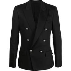 Tencel Blazers Balmain embossed-button double-breasted blazer men Cotton/Cotton/Viscose/TENCEL Black