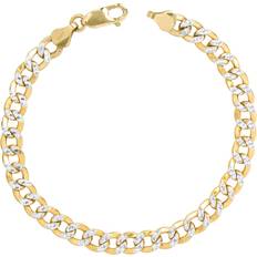 Gold Bracelets Nuragold Cuban Chain Curb Bracelet - Gold/Diamonds