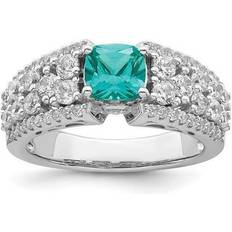 Turquoise Rings Bagatela Sterling Silver Rhodium-Plated White & Teal CZ Ring