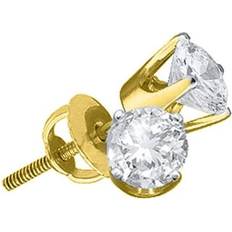 Gold - Unisex Earrings Jewelry Outlet 14kt Yellow Gold Unisex Round Diamond Solitaire Stud Earrings 1/10 Cttw