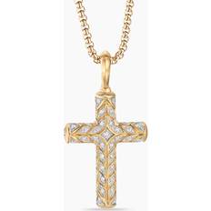 David Yurman Charms & Pendants David Yurman Chevron Cross Pendant in 18K Yellow Gold with Diamonds, 47mm Men's One