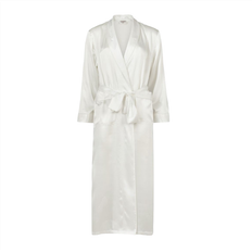 Lady Avenue Morgonrockar & Badrockar Lady Avenue Pure Silk Long Robe & Kimono Off-White