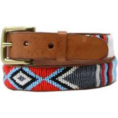 Turquoise Belts Aspiga Loro Leather Belt White/Red/Turquoise Light Brown