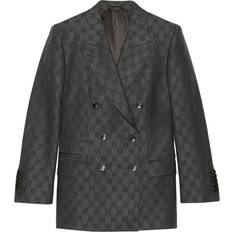 Gucci Blazers Gucci GG-jacquard double-breasted blazer women Wool/Viscose Grey