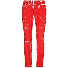 Dolce & Gabbana Red Jeans Dolce & Gabbana high-shine skinny jeans men Elastane/Cotton Red