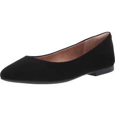 Wide Fit Ballerinas Amazon Essentials Women's Pointed-Toe Ballet Flat, Black, Microsuede