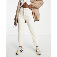 Pull&Bear – Gräddvita mom jeans med hög midja-Naturlig