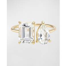 Zoe Lev 14K Yellow Gold White Topaz Toi & Moi Ring