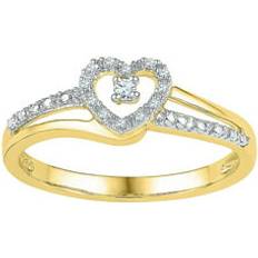 9k - Diamond Rings FB Jewels FB Jewels 10kt Yellow Gold Womens Round Diamond Heart Promise Bridal Ring 1/20 Cttw