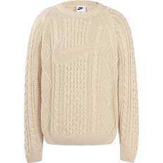Nike Wool Jumpers Nike Solid Color Round Neck Knit Long Sleeves Wool Sweater - Yellow