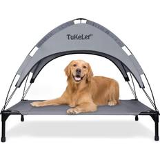 TUKELER Elevated Dog Bed with Canopy, Dog Bed, Raised Dog Cot