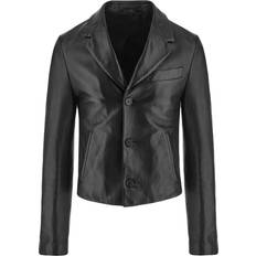 Leather - Men Blazers Ferragamo slim-cut single-breasted leather blazer men Nappa Leather/Rayon Black