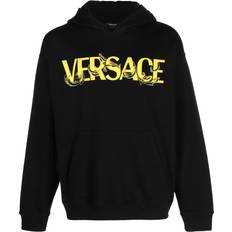 Versace Sweaters Versace logo-print cotton hoodie men Viscose/Cotton/Cotton Black