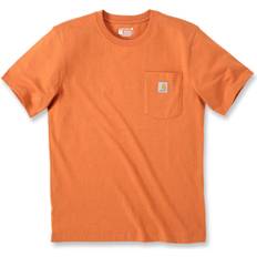 Carhartt T-shirts Carhartt Relaxed Fit Heavyweight K87 Pocket T-shirt - Orange/Bleu Foncé