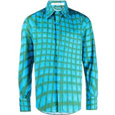 Bianca Saunders abstract-print cotton shirt men Cotton Blue