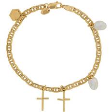 22k Bracelets Maria Black Cross Charm bracelet women Gold Plated Sterling Silver