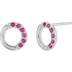 Ruby Earrings Silpada Silpada 'Endless Circle' Natural Ruby Stud Earrings In Sterling Silver Red