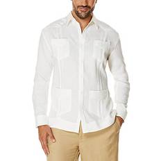 Cubavera 100% Linen Four-Pocket Long Sleeve Button Down Shirt - Bright White