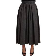 Dolce & Gabbana Gray Skirts Dolce & Gabbana Gray Wool High Waist A-line PIECE Women's Skirt