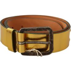 Guld - Herre Bælter John Galliano Gold Genuine Leather Rustic Silver Buckle Waist Belt