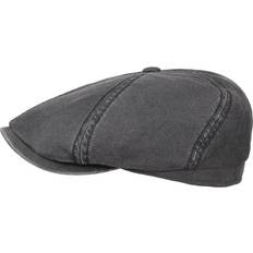 Linne - Unisex Kläder Stetson Brooklin Old Cotton Flat Cap Black XXL 6263 Svart