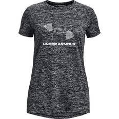 Kariert T-Shirts Under Armour Tech BL Twist Mädchen - Black/White