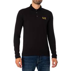 Bekleidung EA7 herren langarm-poloshirt aus jersey mit logo, schwarz Schwarz