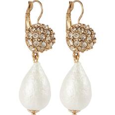 Oscar de la Renta Silk pearl drop earrings with crystals