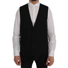 Rayon Outerwear Dolce & Gabbana Black STAFF Wool Stretch Vest IT50