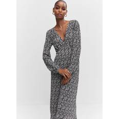 Mango Robes Mango Mar Printed Textured Dress, Black/White