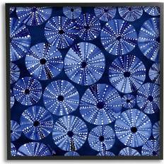 Stupell Industries Abstract Blue Sea Urchin Pattern Blue/Black Framed Art 17x17"