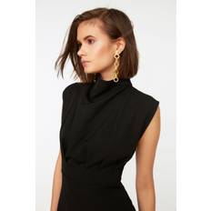 Herr - Polyester Klänningar Trendyol Collection Kvinnors svart steep collar business casual klänning