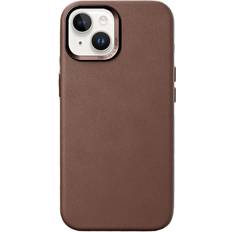 Apple iPhone 15 - Leder/Kunstleder Handyhüllen Woodcessories Bio Leather Case MagSafe iPhone 15 Brown