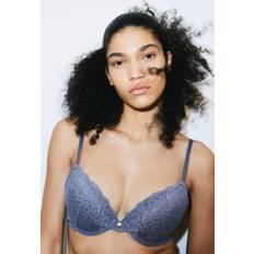 H&M Damen Unterwäsche H&M Damen Push-up-BH aus Spitze Blau