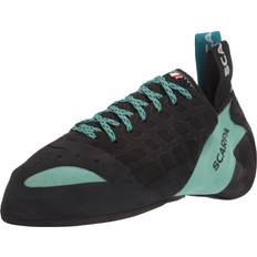 Women Climbing Shoes Scarpa SCARPA Women's Instinct Lace Rock Climbing Shoes for Sport Climbing and Bouldering Low-Volume, Women's Specific Fit Black/Aqua