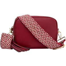 Apatchy London Cross-Stitch Strap Leather Crossbody Bag - Cherry Red