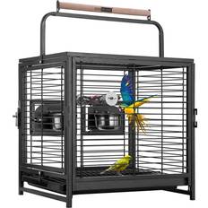 VIVOHOME 19 Inch Wrought Iron Bird Travel Carrier Cage Lovebird Cockatiel Parakeets