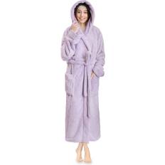 Purple Robes PAVILIA Women Hooded Plush Soft Robe Fluffy Warm Fleece Sherpa Shaggy Bathrobe 2XL/3XL, Light Purple