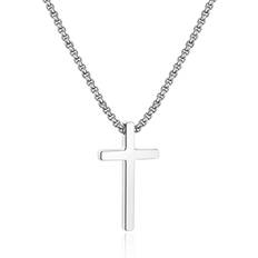 Ursteel Ursteel Cross Necklace for Men Women, Stainless Steel Cross Chain Silver Mens Cross Necklace Necklace for Men Boyfriend Father Gifts