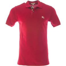 Polo Shirts Burberry BURBERRY Brit Mens Short Sleeve nova Check Placket Polo Shirt Small, Military Red