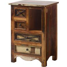Multicoloured Bedside Tables Massivmoebel24 Nature Of Spirit 55cm W Solid Wood Bedside Table